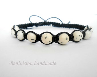 Dalmatian wrap bracelet -Shambala - Unisex summer boho bracelet