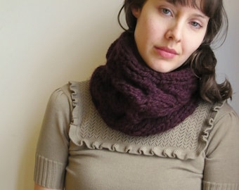 Hand knitting neckwarmer Dark purple