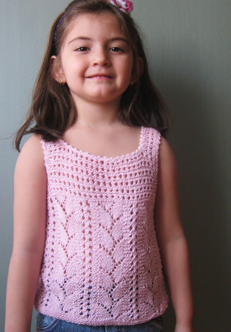 A pink butterfly-summer hand knitting top for girls image 2