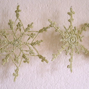 Crochet snowflakes ,Golden snowflakes,Crochet Christmas Decoration 6 Lacy snowflakes image 1