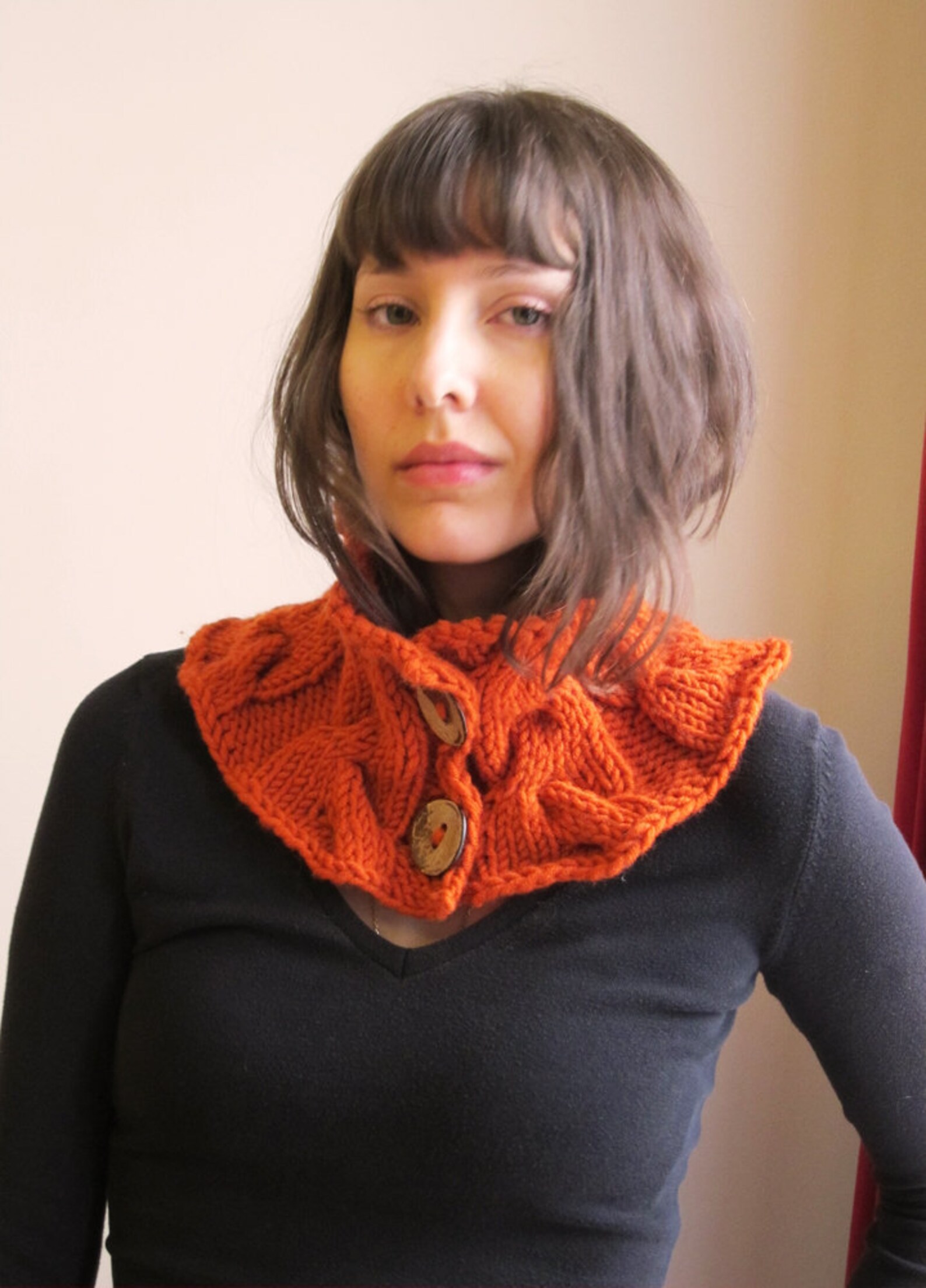 Neck Warmer Knitted by Handcadmium Red Wool Knit Neck Warmer Etsy