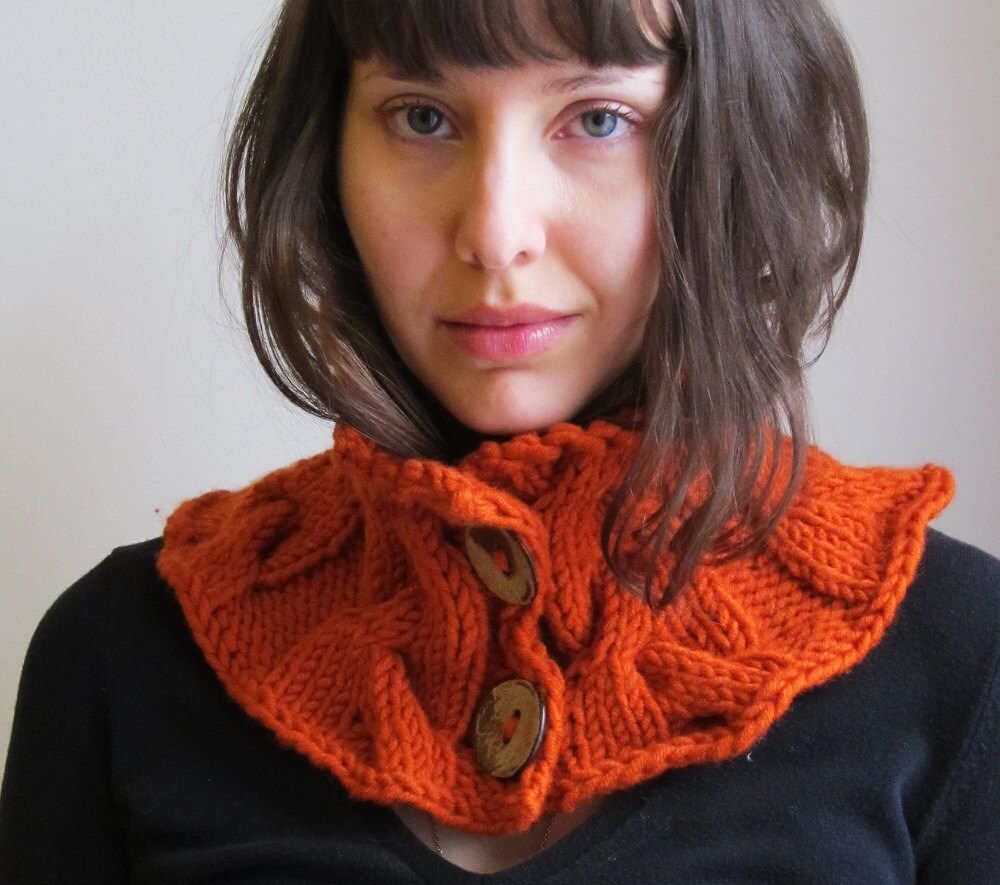 Neck Warmer Knitted by Handcadmium Red Wool Knit Neck Warmer Etsy