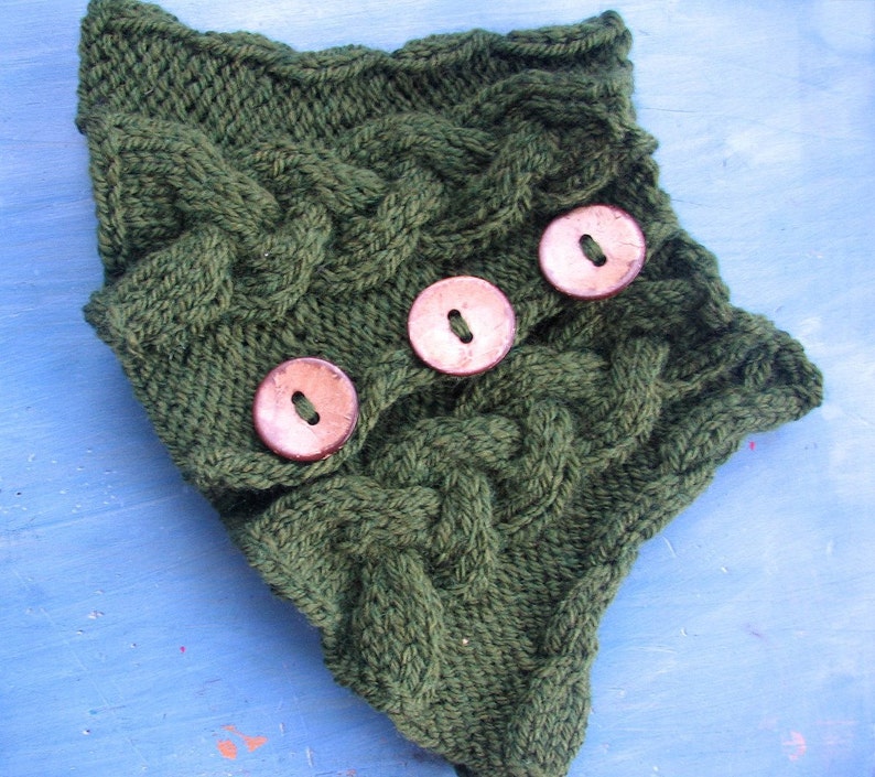 Knitted Collar/ Hand Knitted Wool Neckwarmer/ Olive Green Etsy