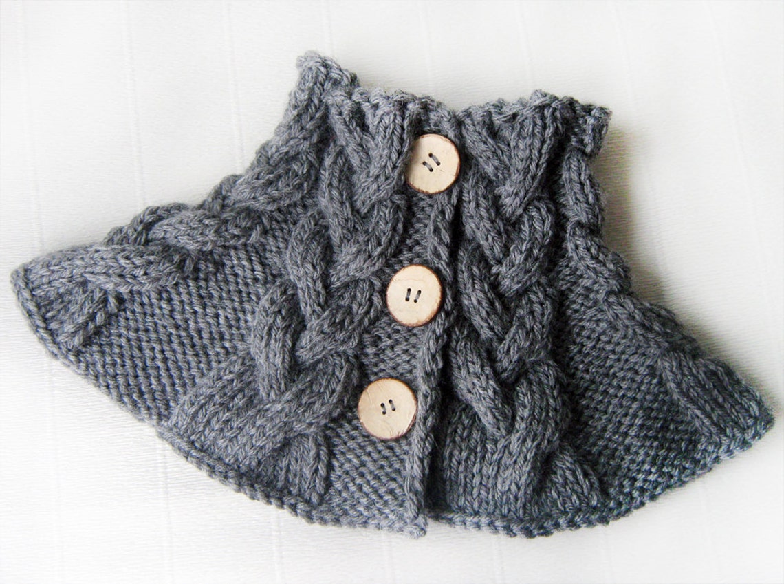 Hand Knitted Neck Warmer Dark Grey Etsy