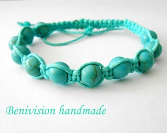 Turquoise Bracelet -Handmade Turquoise  Shamballa Jewelry Bracelet
