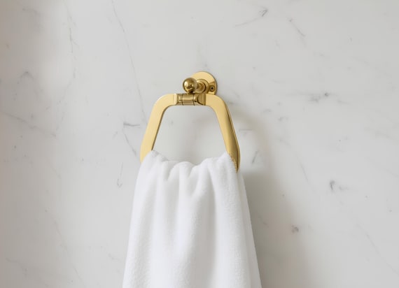 Unlacquered Brass Towel Ring – Wall Mounted Bathroom Holder, Living Finish