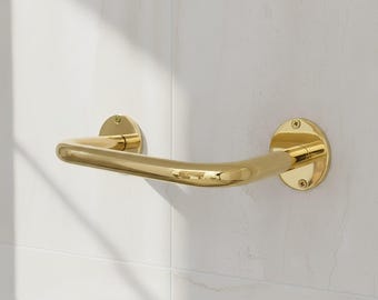 Porte-serviettes fait main en laiton non laqué - Quincaillerie de salle de bain murale