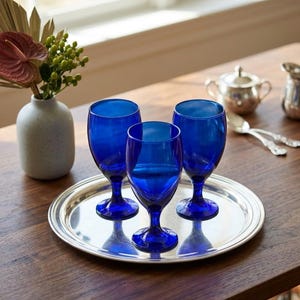 Libbey Premiere Cobalt Iced Tea Goblet | Vintage Blue Stemmed Glass (16.25 oz)