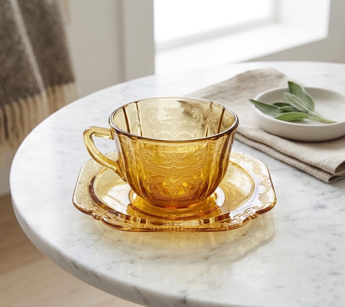 Amber Madrid Depression Glass - Etsy