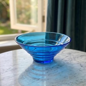 Hand Blown Cobalt Blue Bowl - Etsy