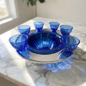 Cobalt Blue Punch Bowl Set - Etsy