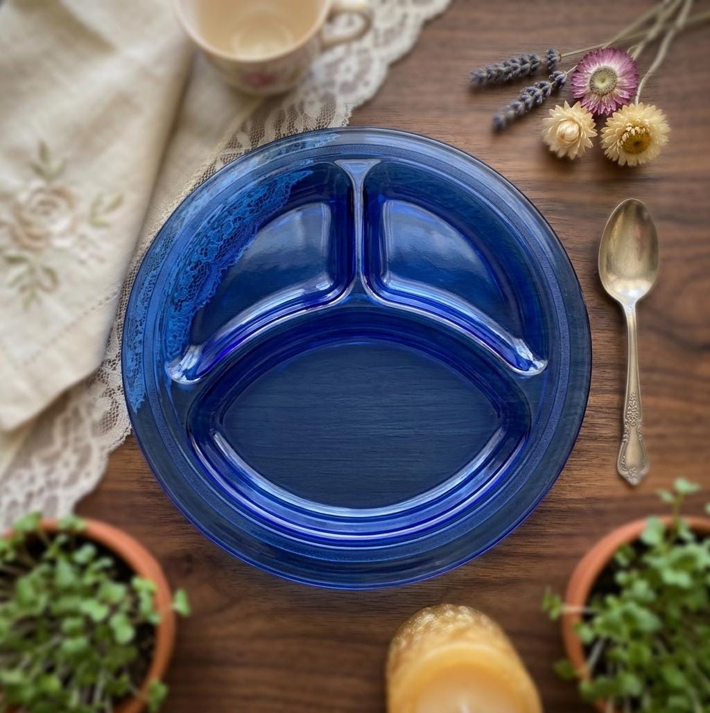 Blue Depression Glass Plates - Etsy