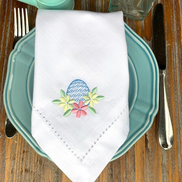 Egg Easter Cloth Napkins, Set of 4, Easter Napkins, Easter Linens, Easter Party, Easter table, embroidered napkins, easter egg napkins