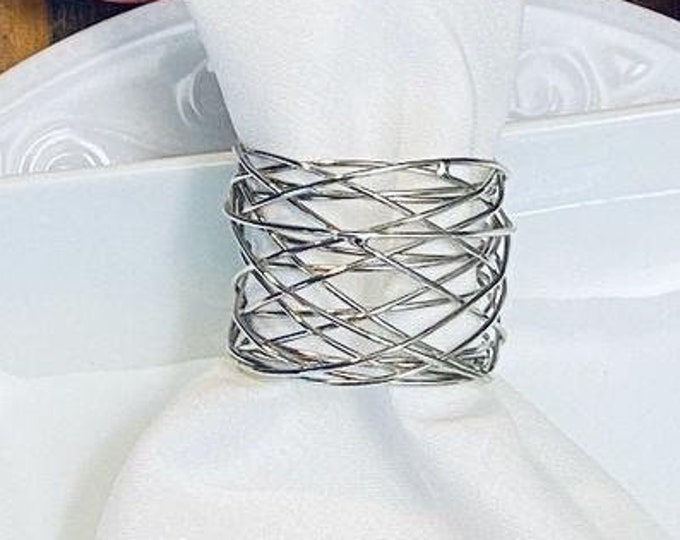Silver Napkin Rings Set of 6 Wire Silver Napkins Rings Etsy