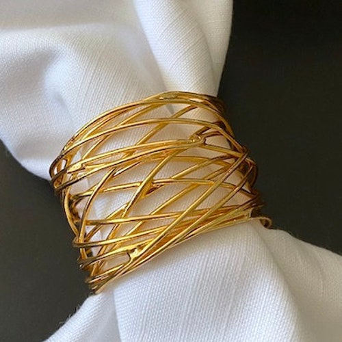 Gold Napkin Rings Set of 6 Wire Gold Napkins Rings Etsy