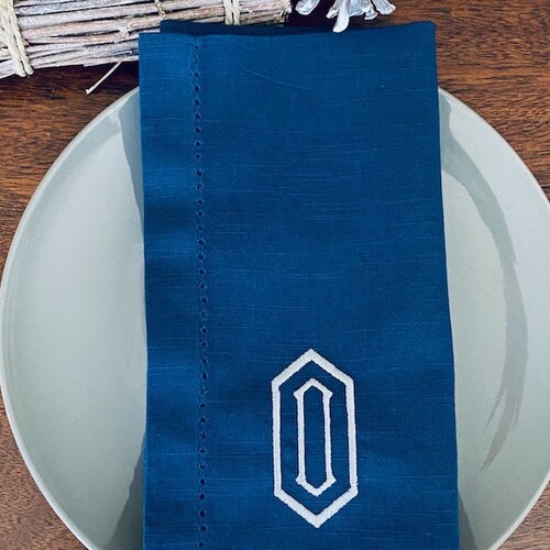 Art Deco Monogrammed Cloth Napkins / Set of 4 / Modern Etsy