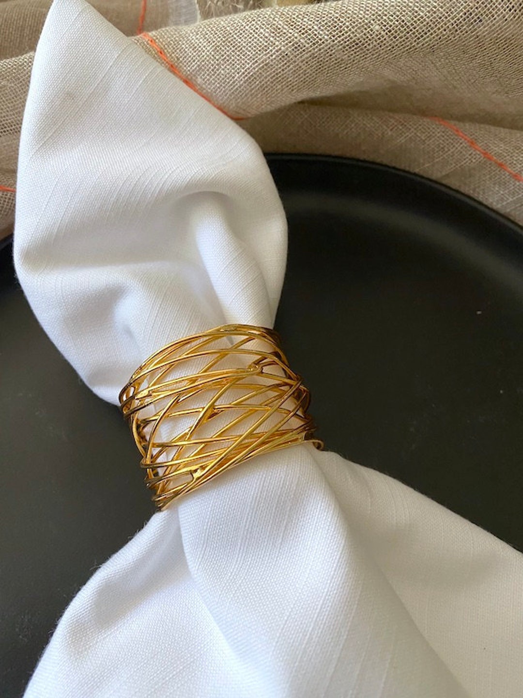Gold Napkin Rings Set of 6 Wire Gold Napkins Rings Etsy