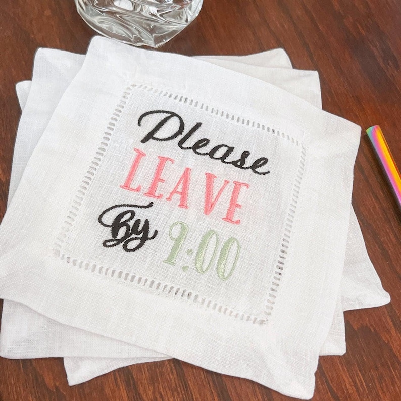 WhiteTulipEmbroidery Cocktail Napkins - Thumbnail 4