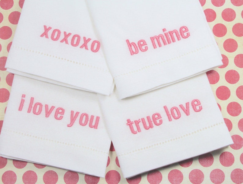 Valentine's Day Collection Embroidered Cloth Napkins Set Etsy
