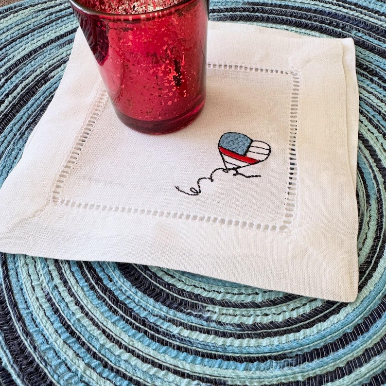 WhiteTulipEmbroidery Cocktail Napkins - Thumbnail 4