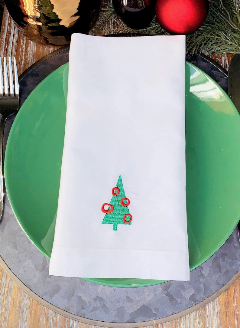 WhiteTulipEmbroidery Cloth Napkins - Thumbnail 2