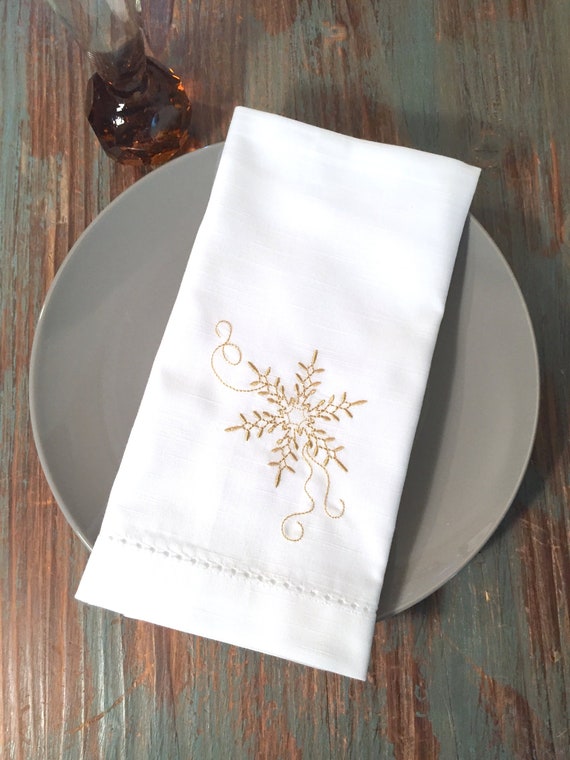 Snowflake Cloth Napkins Snowflake Cotton Napkins Christmas Etsy