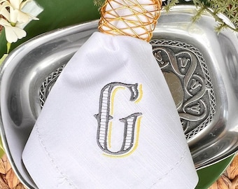 Vintage Monogrammed Embroidered Cloth Napkins, Set of 4 wedding gift