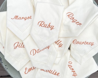 Place Card Name Napkins, Set of 4, Steven Scrip Font, Wedding party napkins, name napkins, Custom wedding, wedding place card