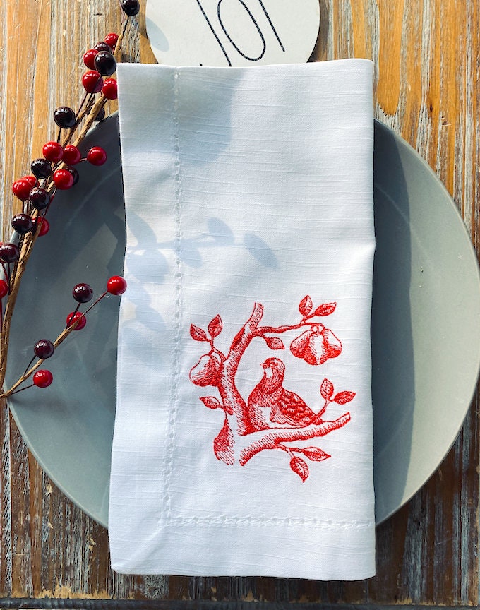 Twelve Days of Christmas Embroidered Cloth Napkins Set of 12 Etsy