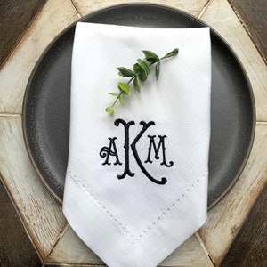 Monogrammed Cloth Dinner Napkins, Set of 4, Southern 3 letter monogram monogrammed cloth napkins, wedding napkins, custom