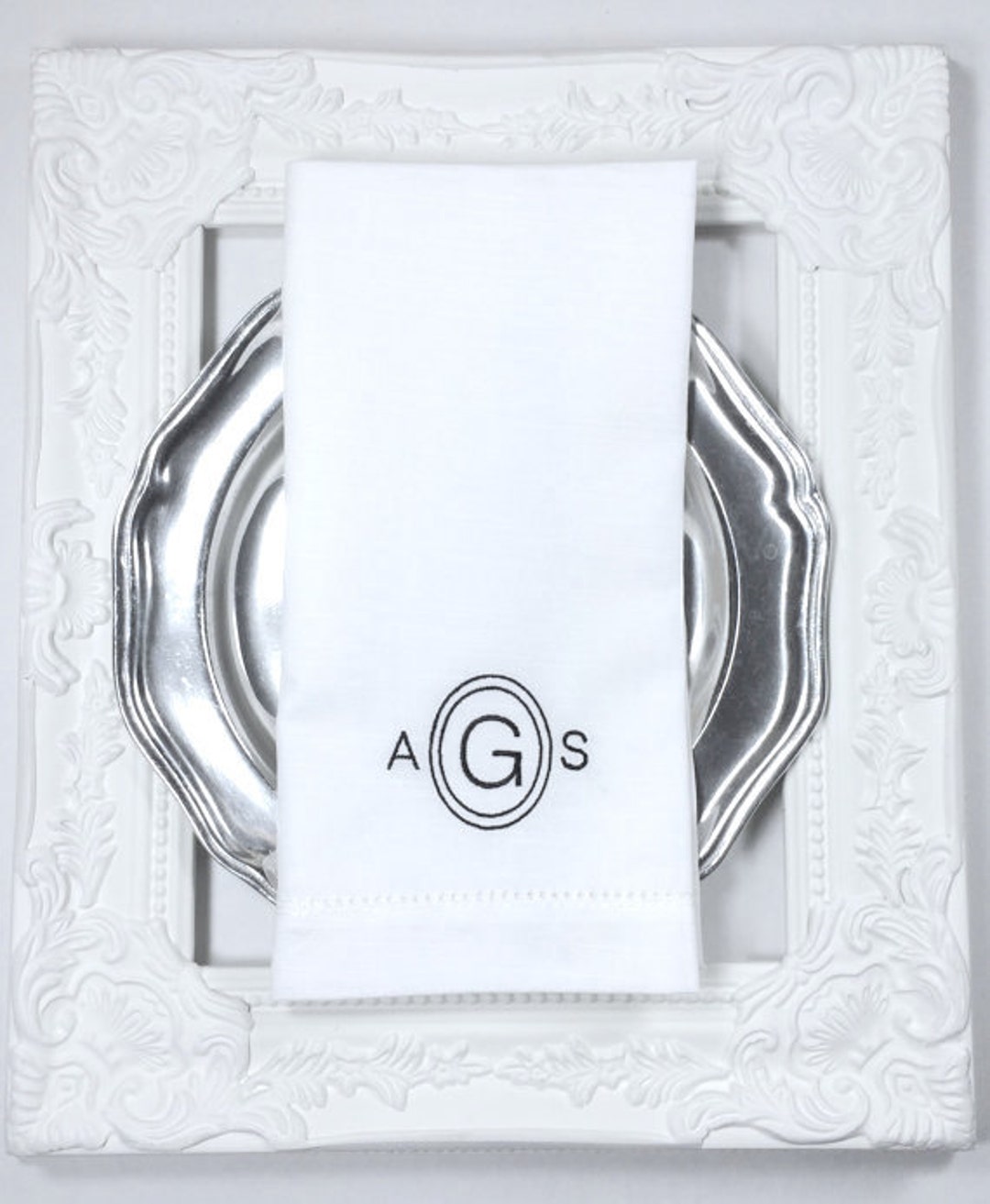 Bague serviette ton argent monogramme initial C - lot de 4 habillez