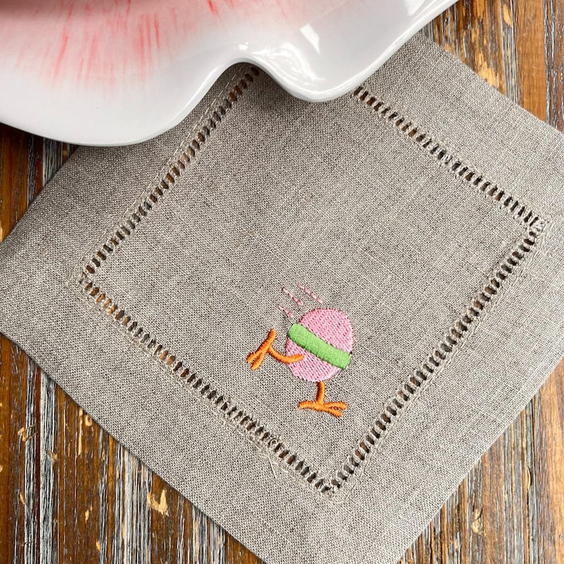 WhiteTulipEmbroidery Cocktail Napkins - Thumbnail 3