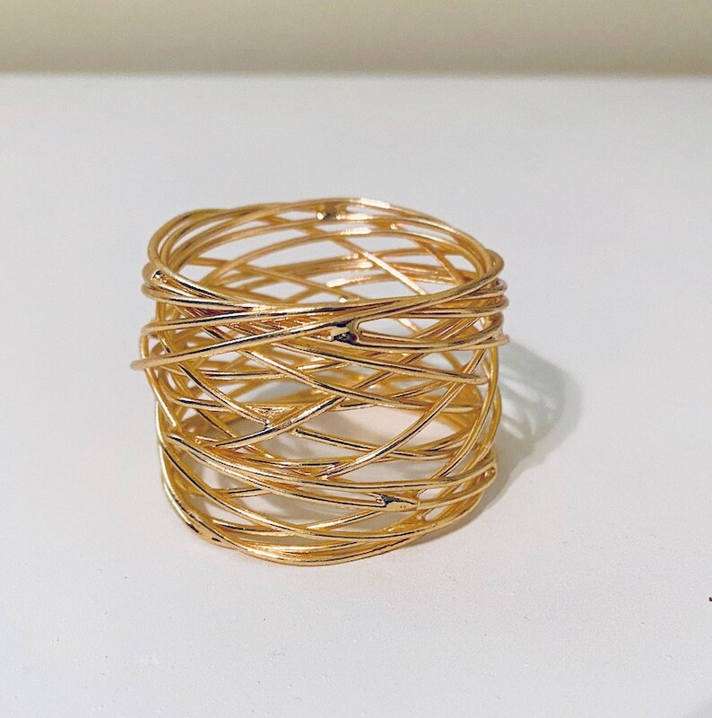Gold Napkin Rings Set of 6 Wire Gold Napkins Rings Etsy