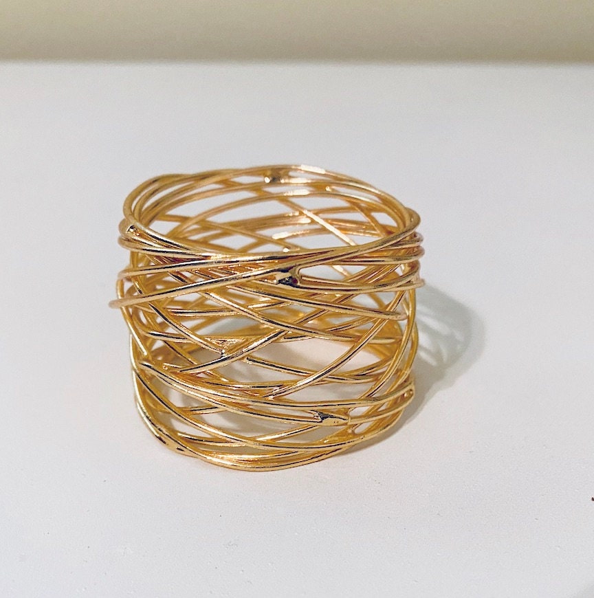 Gold Napkin Rings Set of 6 Wire Gold Napkins Rings Etsy