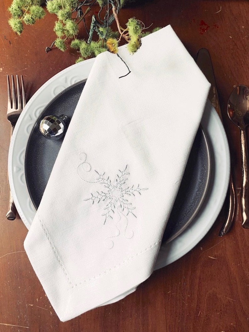 Snowflake Cloth Napkins Snowflake cotton napkins christmas Etsy