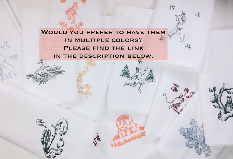 Twelve Days of Christmas Embroidered Cloth Napkins Set of 12 Etsy