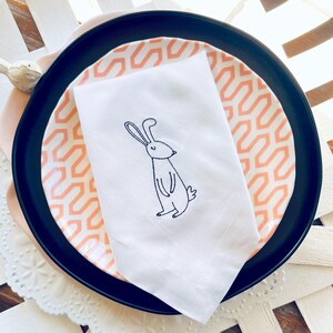 Sweet Easter Bunny Embroidered Cloth Napkins, Set of 4, easter linens