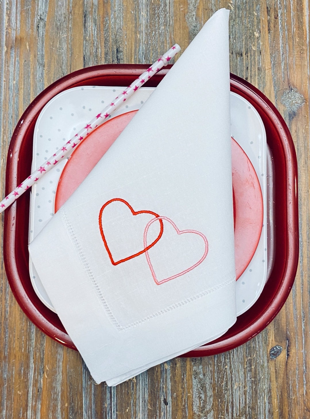 Valentine's Day Heart Napkins, Set of 4, Valentine's Day Napkins