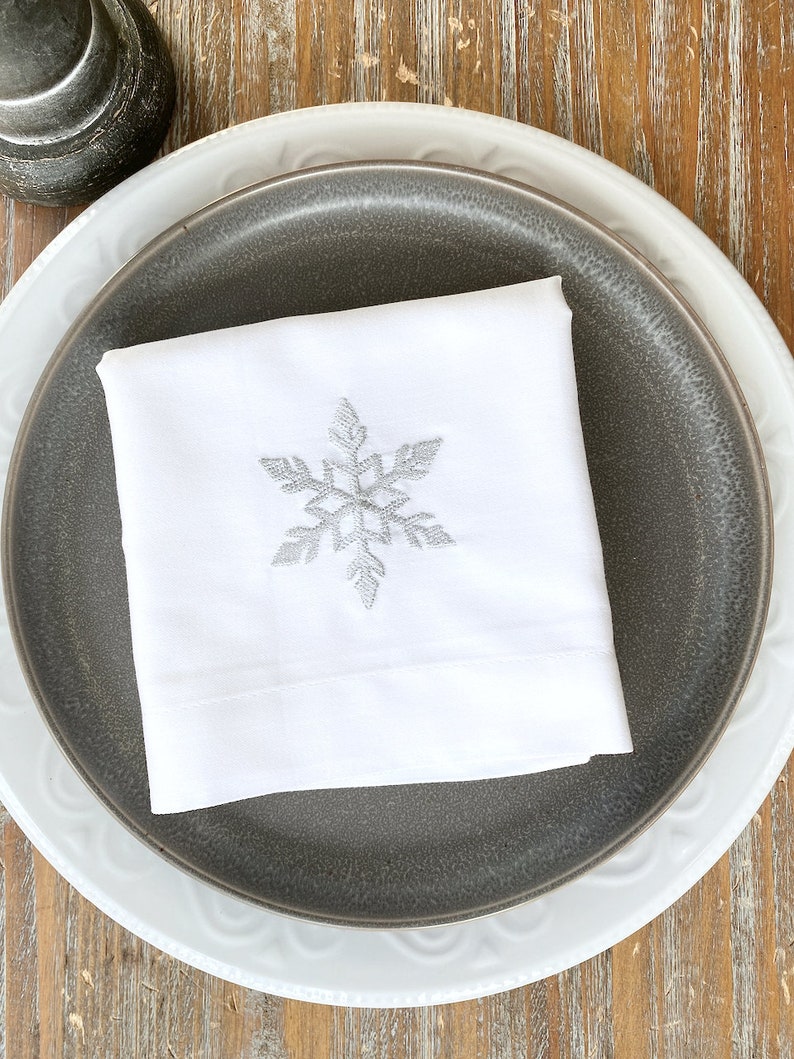 Christmas Snowflake Cloth Napkins Christmas Napkins Etsy