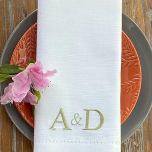 Monogram Ampersand Napkins, Set of 4 custom napkins, monogrammed plus sign napkins, and monogram, monogrammed napkins, duogram