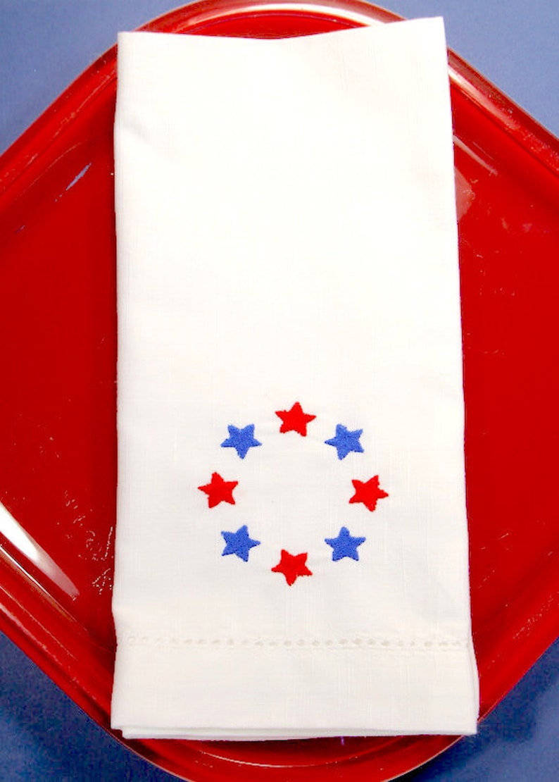 Stars 4th of July Napkins USA cloth embroidered napkins Usa Etsy