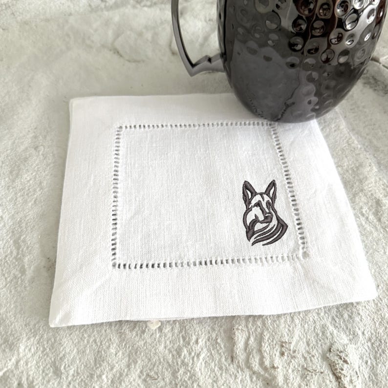 WhiteTulipEmbroidery German Shepard Cocktail Napkins