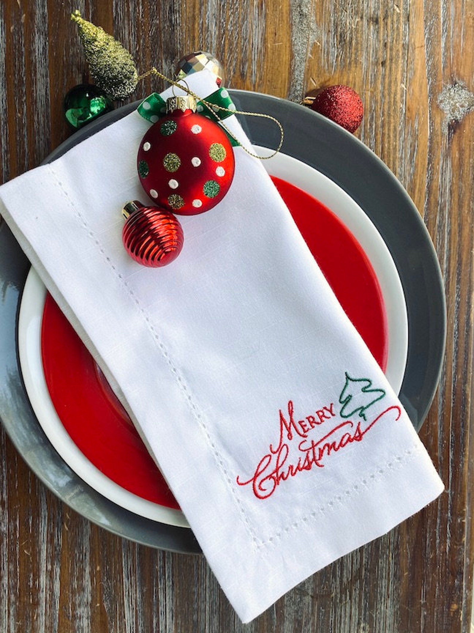 Merry Christmas Cloth Linens Christmas napkins Christmas Etsy