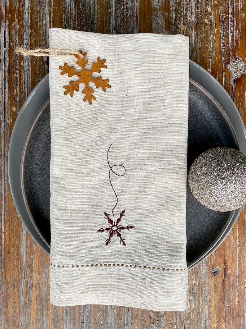 Falling Snowflake Cloth Napkins Snowflake Cotton Napkins Etsy