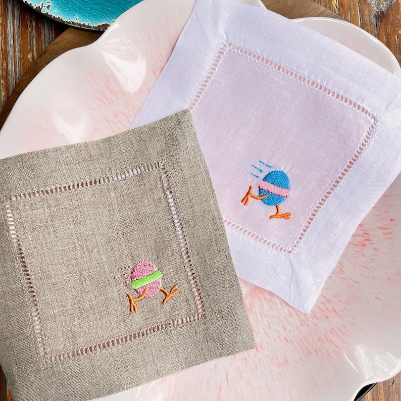 WhiteTulipEmbroidery Cocktail Napkins - Thumbnail 2
