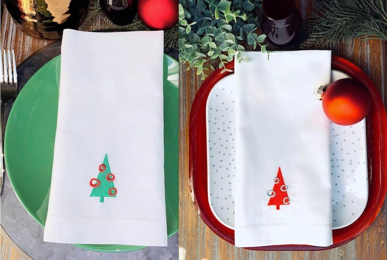 WhiteTulipEmbroidery Cloth Napkins - Thumbnail 3