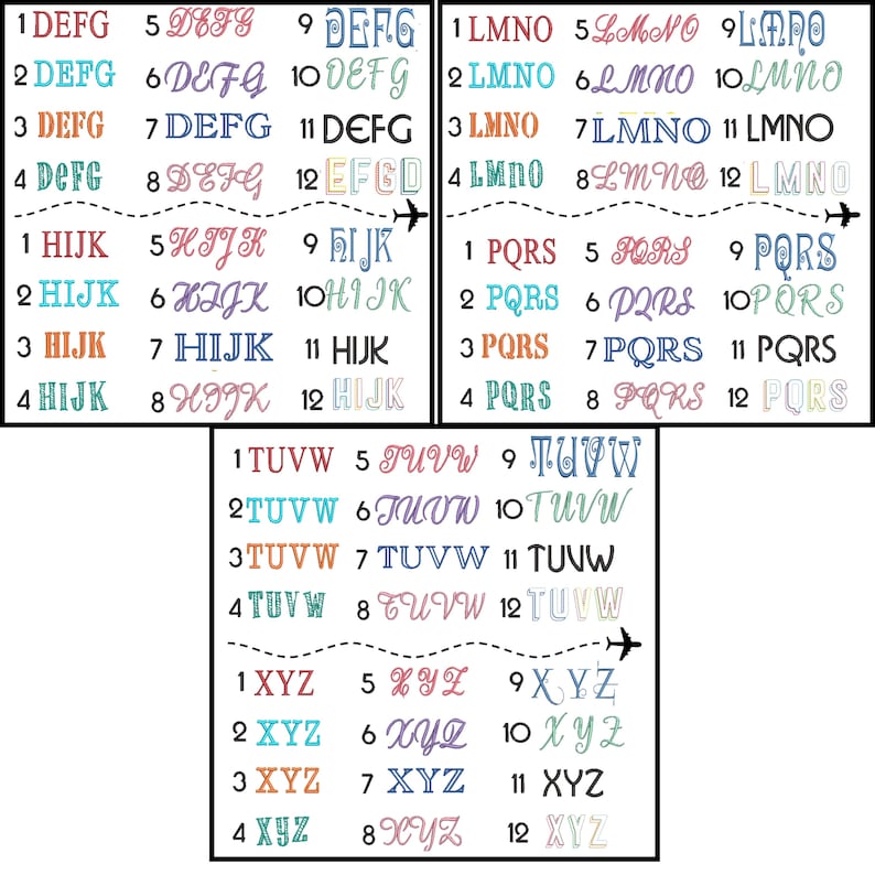 May include: A colorful chart with the letters DEFG, HIJK, LMNO, PQRS, TUVW, and XYZ. Each letter is numbered 1 through 12. The chart is on a white background.