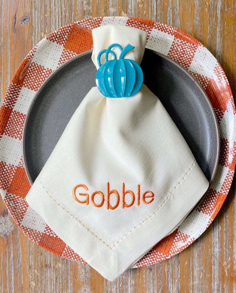 Thanksgiving Gobble  Cloth Dinner Napkins gobble image 1