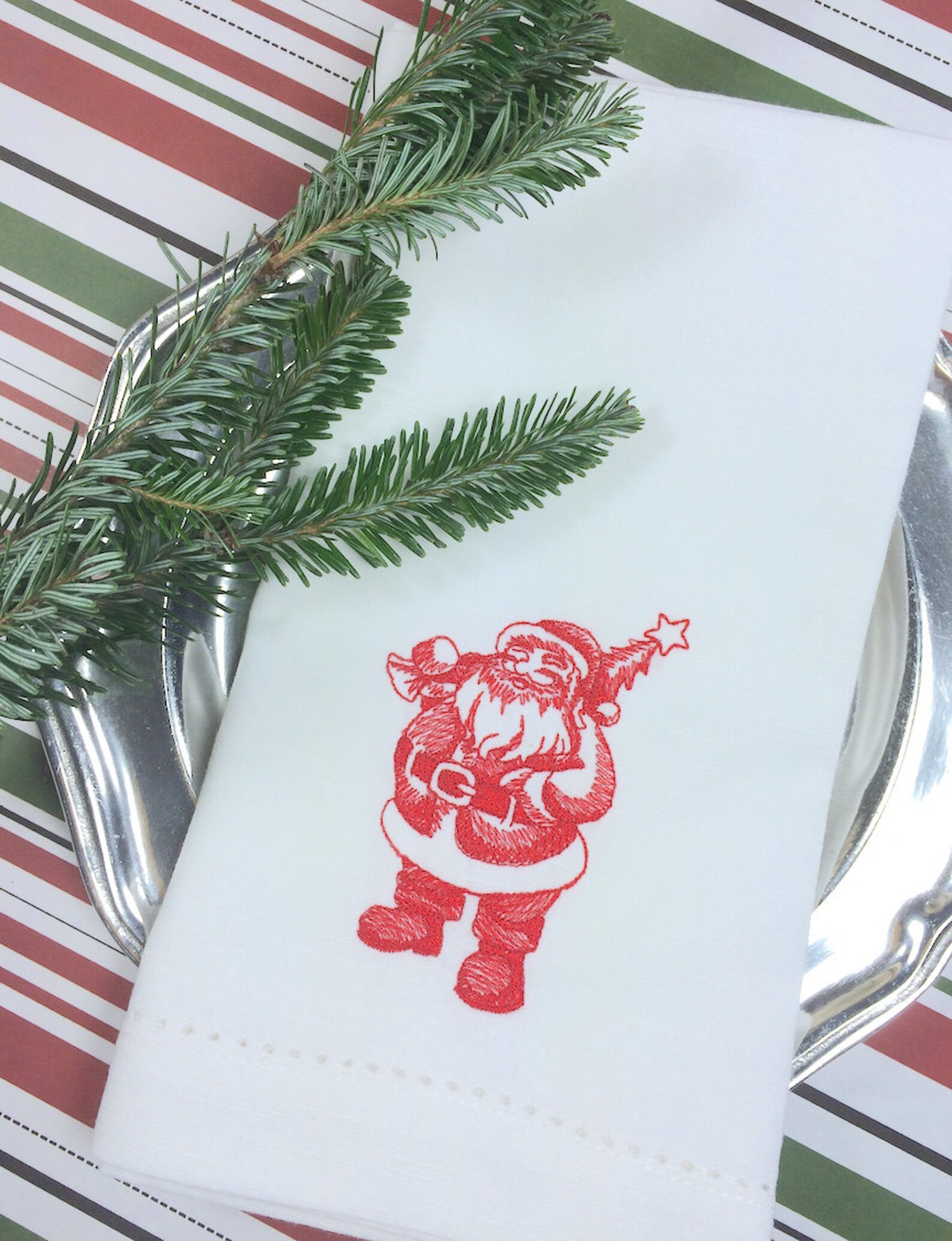 Toile Santa Cloth Napkins Santa Napkins Christmas Napkins Etsy