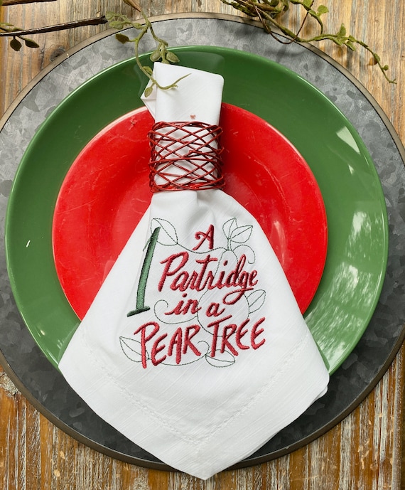 12 Days of Christmas Cloth Dinner Napkins, Twelve Days of